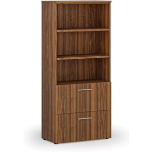 B2B Partner Schrank mit Schubladen für Hängerordner PRIMO WOOD, 1781 x 800 x 420 mm, Nussbaum