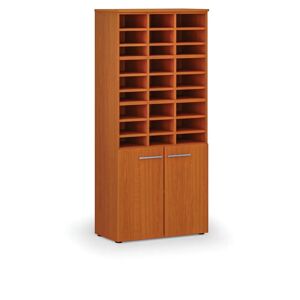 B2B Partner Sortierregal PRIMO WOOD mit Türen, 800 x 420 x 1781 mm, 27 Fächer, Kirschbaum