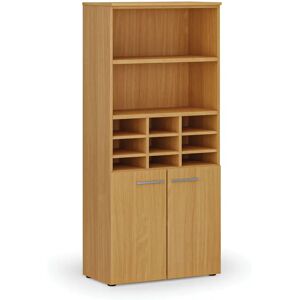 B2B Partner Sortierregal PRIMO WOOD mit Türen, 800 x 420 x 1781 mm, 9 Fächer, Buche