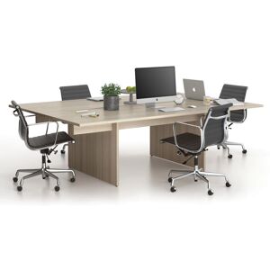 B2B Partner Tisch double SOLID + 2x Verlängerung, 2400 x 1650 x 743 mm, Eiche natur