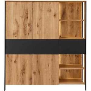 Pharao24.de Wildeiche Wohnzimmer Schrank mit Push to open Funktion 143 cm hoch