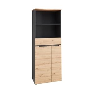 InnoStyle Büroschrank MEMPHIS 2 Türen 1 Schublade Artisan Eiche Korpus Graphit