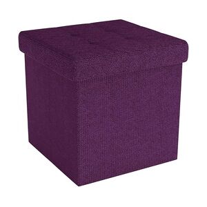 Intirilife Faltbare Sitzhocker 30x30x30 cm in NEBEL LILA - Sitzwürfel Fußhocker Aufbewahrungsbox mit Stauraum und Deckel aus Stoff mit Mulden