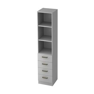 bümö office Aktenschrank Regal mit Schubladen, Büroschrank schmal aus FSC-Holz, 40cm breit in grau - Aktenregal & Schubladenschrank mit