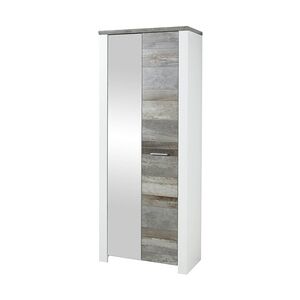 InnoStyle Garderobenschrank MATEO mit Spiegel - Weiß mit Driftwood Nachbildung