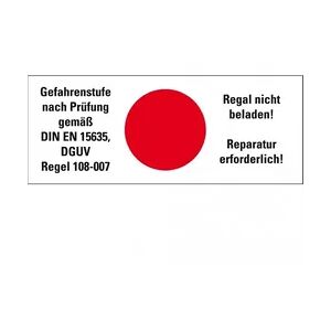 Dreifke® Hinweisetikett Gefahrenstufe rot, Regal nicht beladen!Folie, 100x40mm, 5/Bogen