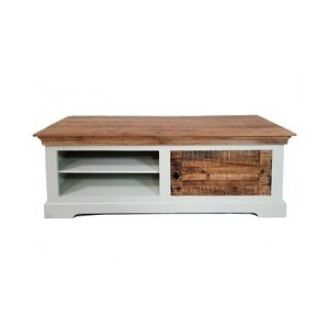 TV Lowboard TV Schrank B 114 H 45 cm Massivholz Fernsehschrank Ibiza weiß Mangoholz massiv