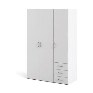 Spell Kleiderschrank 3 Türen, 3 Schubladen weiss.