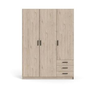 Spell Kleiderschrank 3 Türen und 3 Schubladen Hickory-Dekor.