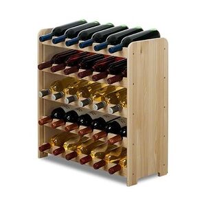 PROREGAL Weinregal PINOTWINE C   HxBxT 61,6x63,2x26,5cm   30 Flaschen   Massives Kiefernholz   Natur unbehandelt   Flaschenregal Weinständer Holzregal