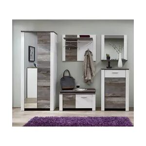 InnoStyle Garderobenset MATEO WD82 weiß, Absetzung Driftwood Nachbildung