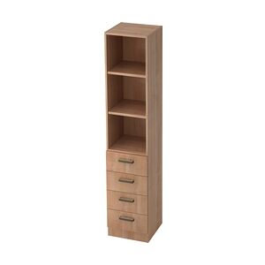 bümö office Aktenschrank Regal mit Schubladen, Büroschrank schmal aus FSC-Holz, 40cm breit in Nussbaum - Aktenregal & Schubladenschrank mit