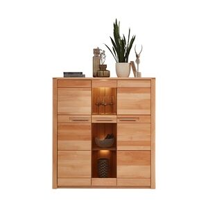 InnoStyle Highboard NATURE ONE Front Kernbuche massiv 3-türig - LED Beleuchtung