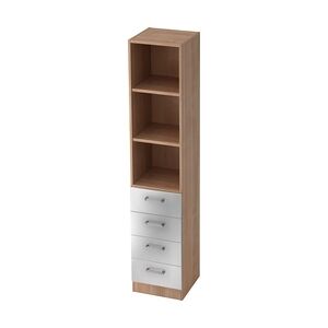 bümö office Aktenschrank Regal mit Schubladen, Büroschrank schmal aus FSC-Holz, 40cm breit in Nussbaum/Silber - Aktenregal & Schubladenschrank mit