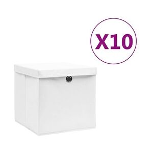 vidaXL Aufbewahrungsboxen mit Deckeln 10 Stk. 28x28x28 cm Weiß