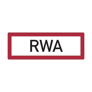 Feuerwehrschild, RWA (Rauch- und Wärmeabzug) - DIN 4066 - 297x105x0.45 mm Aluminium geprägt