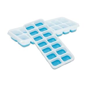 Intirilife Eiswürfelformen in BLAU - 4er Set à 14 Fächer Eiswürfel Silikonformen mit Deckel - 25.5 x 9.9 x 2.9 cm