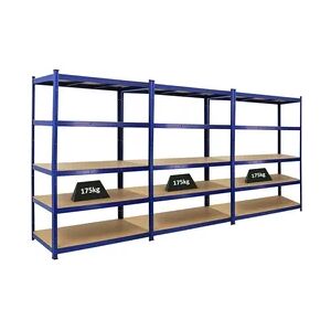 PROREGAL Mega Deal   3x Schwerlastregal TAURUS   HxBxT 180x120x60 cm   Fachlast 175kg   Blau   Stecksystem Lagerregal Regalsystem 3 Stk.