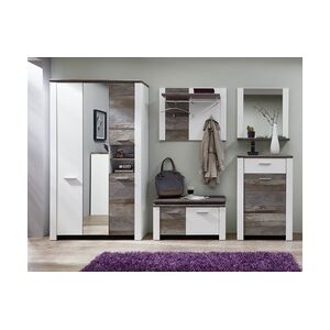 InnoStyle Garderobenset MATEO WD83 weiß, Absetzung Driftwood Nachbildung