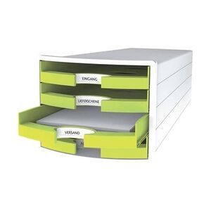 HAN Schubladenbox IMPULS, DIN A4/C4, 4 offene Schubladen, weiß/Trend Colour lemon
