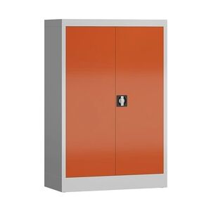 Aktenschrank Metallschrank abschließbar 1200 x 800 x 380 mm lichtgrau/feuerrot X-530394