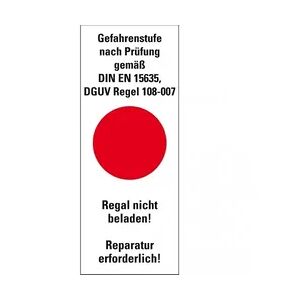 Dreifke® Hinweisetikett Gefahrenstufe rot, Regal nicht beladen!Folie, 40x100mm, 5/Bogen