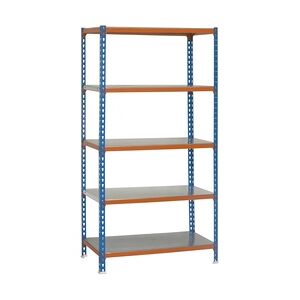 SimonRack Metall-Steckregal Simonclick plus Simonclick 5 Fachböden mit 180 kg pro Ebene in BLAU/ORANGE/VERZINKT 2000x1000x400 mm (Höhe x Länge x Breite)