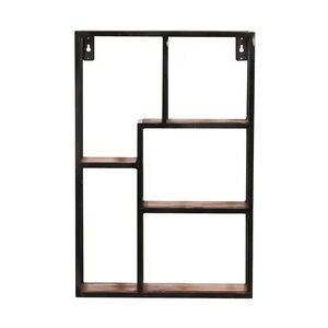 SIT Möbel Wand-Regal   4 asymmetrische Böden   Mango-Holz natur   Altmetall antikschwarz   B 40 x T 13 x H 60 cm   09272-01   Serie PANAMA