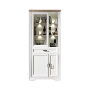 InnoStyle Vitrine JASMIN 2-türig - Landhausstil Pinie weiß mit Beleuchtung