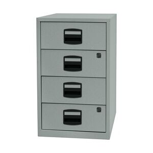 Bisley Home Beistellschrank mit Schloss aus Stahlblech, 4 Universal-Schubladen abschließbar - Büroschrank für DIN A4 Dokumente, Kleinteile &