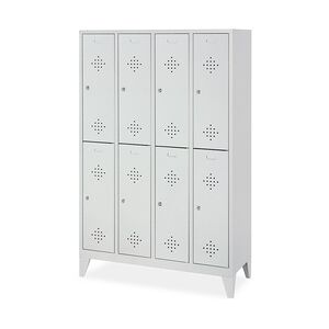 BRB-Lagertechnik Gastro Stahl-Fächerschrank mit Füßen und Zylinderschloss, 8 Fächer, BxTxH 1190x500x1850 mm