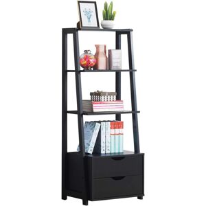 COSTWAY Bücherregal, Standregal mit 2 Schubladen & 2 Ablagen, modernes Leiterregal, Ausstellungsregal für Zuhause, Büro, Badezimmer, 52 x 40 x 133 cm,