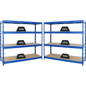 PROREGAL - REGALE GÜNSTIG KAUFEN PROREGAL Mega Deal 2x Profi Schwerlastregal Rhino HxBxT 180x200x60cm 8mm Boden Fachlast 500kg Blau