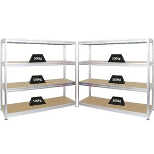 PROREGAL - PREISWERTE QUALITÄT Mega Deal 2x Schwerlastregal dino HxBxT 180x200x60 cm Fachlast 500kg Verzinkt - Verzinkt