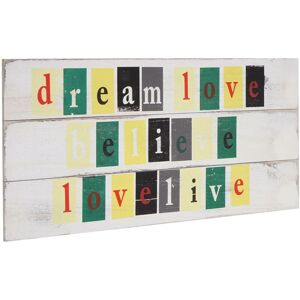 HHG Neuwertig] Wandschild Believe, Holzschild Dekoschild Schild, Shabby-Look Vintage mit 3 Haken 30x60cm - multicolour