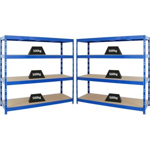 PROREGAL - REGALE GÜNSTIG KAUFEN Mega Deal 3x Profi Schwerlastregal Rhino HxBxT 180x160x60cm 4 Spanplatten-Ebenen 8mm Fachlast 500kg Blau - Blau