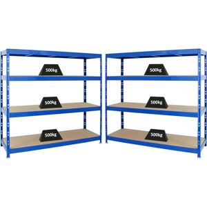 PROREGAL - REGALE GÜNSTIG KAUFEN Proregal Mega Deal 2x Profi Schwerlastregal Rhino HxBxT 180x200x60cm 16mm Boden Fachlast 500kg Blau