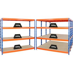 PROREGAL - REGALE GÜNSTIG KAUFEN Proregal Mega Deal 4x Profi Schwerlastregal Rhino HxBxT 180x200x60cm 8mm Boden Fachlast 500kg Blau-Orange