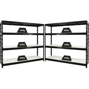 PROREGAL - REGALE GÜNSTIG KAUFEN Mega Deal 2x Profi Schwerlastregal Rhino HxBxT 180x200x60cm 4 Melamin-Ebenen 16mm Fachlast 500kg Schwarz - Schwarz