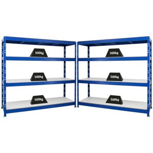 PROREGAL - REGALE GÜNSTIG KAUFEN Mega Deal 2x Profi Schwerlastregal Rhino HxBxT 180x200x60cm 4 Melamin-Ebenen 16mm Fachlast 500kg Blau - Blau