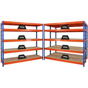 PROREGAL - REGALE GÜNSTIG KAUFEN Mega Deal 3x Profi Schwerlastregal Rhino HxBxT 180x200x60cm 5 Spanplatten-Ebenen 8mm Fachlast 500kg Blau/Orange - Blau/Orange