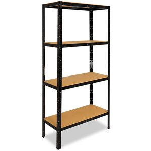 SHELFPLAZA Black 200x100x60cm Schwerlastregal schwarz / Metallregal schwarz 4 Böden mit je 175kg Tragkraft / Steckregal als Lagerregal, Büroregal & Lastenregal