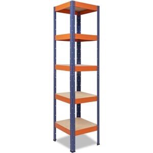 SHELFPLAZA Profi 200x50x50cm Schwerlastregal blau-orange / Metallregal 5 Böden mit je 200kg Tragkraft als Kellerregal, Garagenregal, Werkstattregal & Regal