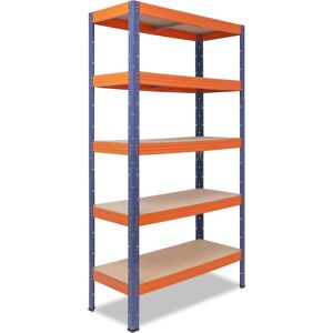 SHELFPLAZA Profi 180x120x45cm Schwerlastregal blau-orange / Metallregal 5 Böden mit je 200kg Tragkraft als Kellerregal, Garagenregal, Werkstattregal & Regal