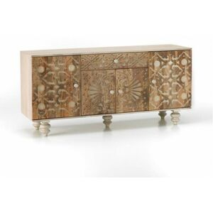 Iperbriko - Mango-Holz brauner Sideboard mit 4 Türen, 1 Schublade, 47x160xH. 75 cm