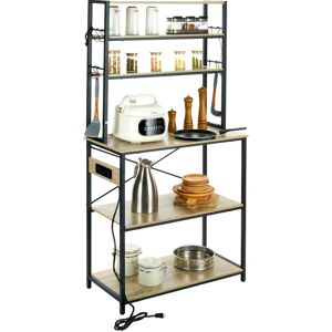 VEVOR Küchenregale Standregal 800 x 400 x 1680 mm, Küchen Bäckerregal 6-stockiges Mikrowellenregal, 120,2 kg Belastbar Gewürzregale mit 6 Haken Küchenregal