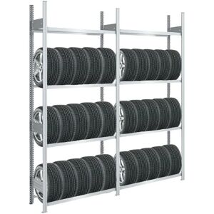 PROREGAL - QUALITÄTSREGALE MADE IN GERMANY Reifenregal tire pro Made in Germany HxBxT 250x200x43cm 4 Ebenen 150kg Fachlast Bis zu 10 Reifen pro Ebene Verzinkt - Verzinkt