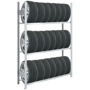 PROREGAL - QUALITÄTSREGALE MADE IN GERMANY Reifenregal tire pro Made in Germany HxBxT 200x150x43cm 3 Ebenen 150kg Fachlast Bis zu 7 Reifen pro Ebene Verzinkt - Verzinkt