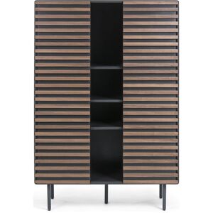 Kave Home Kesia Highboard - schwarz-natur - Breite: 105 cm - Tiefe: 40 cm - Höhe: 155 cm