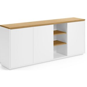 Kave Home Abilen Sideboard - weiß-natur - Breite: 180 cm - Tiefe: 36 cm - Höhe: 75 cm